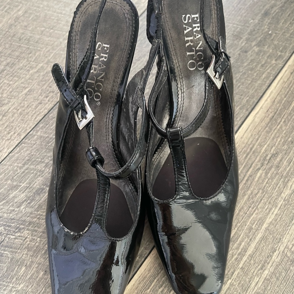 Franco Sarto Black Patent Leather Heels